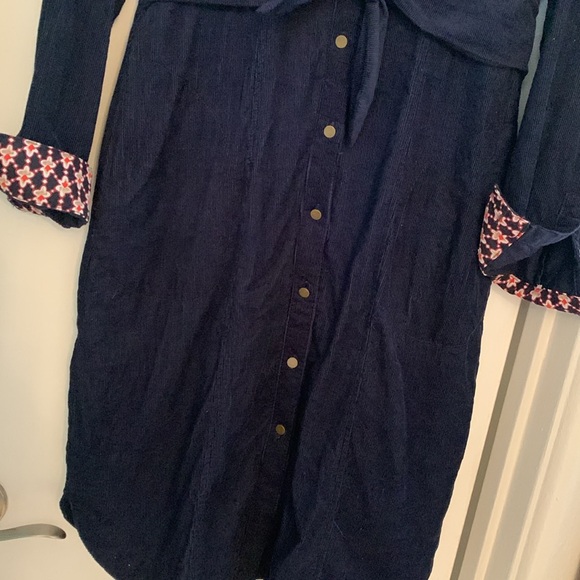 Maeve by Anthropologie tie front navy corduroy dress. Size 4. - Picture 4 of 5